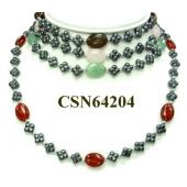 Colored Semi precious Stone Hematite Club Beads Chain Choker Fashion Necklace